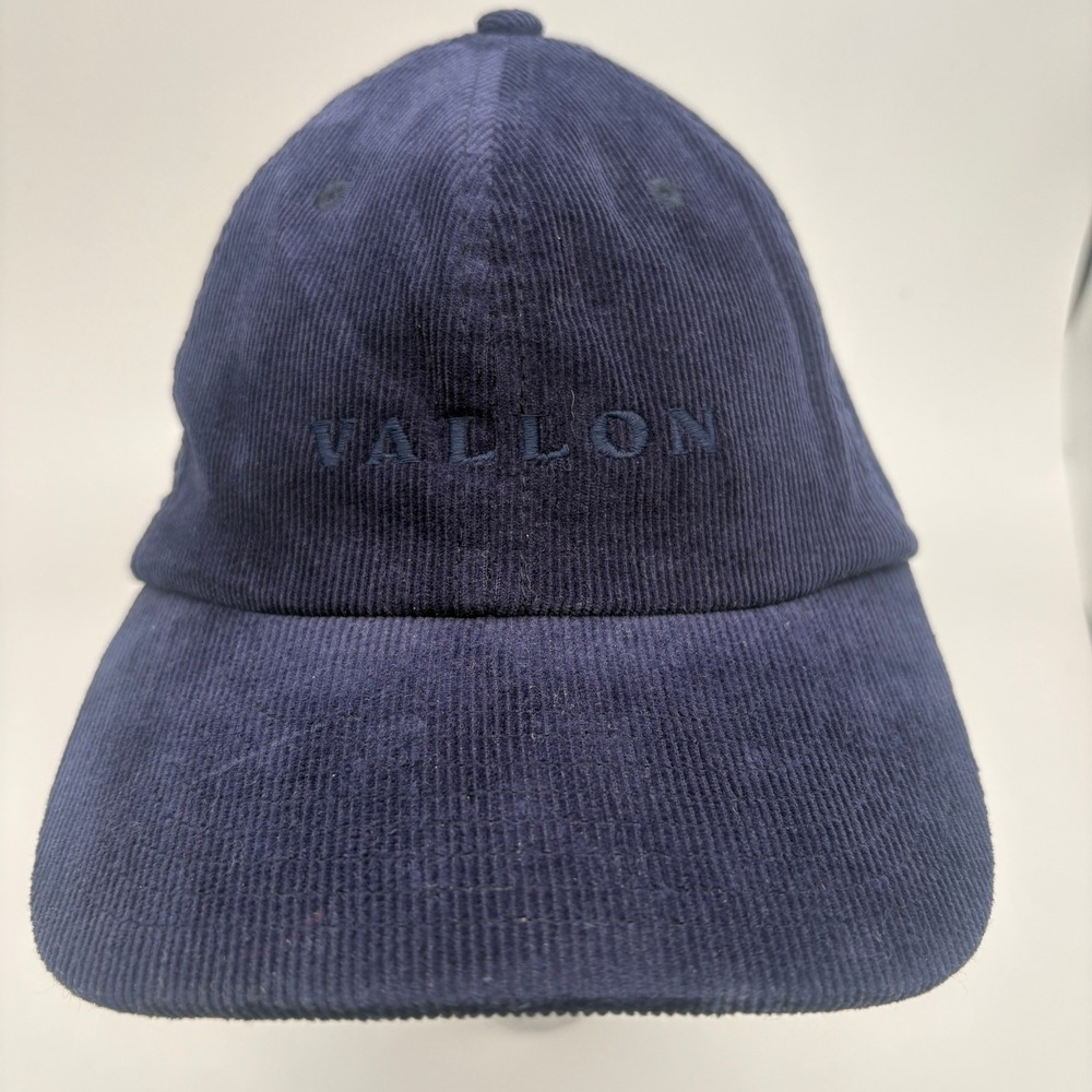 Vallon Corduroy Logo Strapback Hat Navy Blue One Size